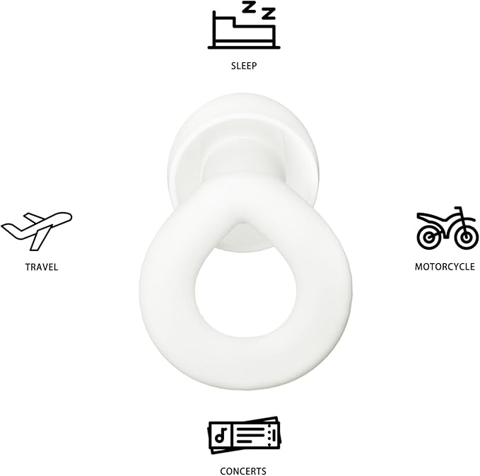 Earplugs for Sleeping, 33db Noise Canceling Ear Plugs, Waterproof Reusable Noise Canceling Earplugs for Concerts, Motorcycles, Travel and Hearing Protection - 8 Ear Tips in XS/S/M/L, White