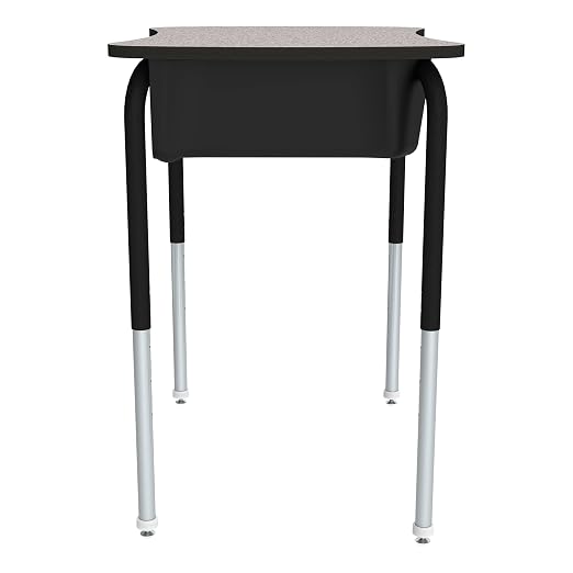 Bow Tie Adjustable Height Open Front Desk with Laminate Top - Gray Nebula Top, Black Book Box, Black Frame (2-Pack)