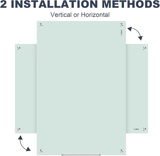 Glass Whiteboard Dry Erase Board - TANKEE Magnetic Glass White Board 36 x 24 Inches, Modern Large Frameless White Board for Wall, Office, Home, School, with Marker Tray, 3' x 2'