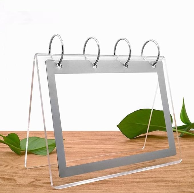Acrylic Calendar Organizer Photo Sign Menu Stands Desk Tabletop Flip Album with PVC Pocket Display Newly Calendar Photo,4x6inch, 7 Pockets-14 Sides, Clear