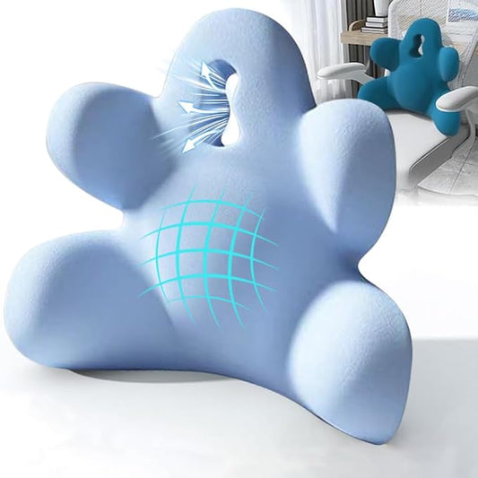 Lumbar Support Pillow for Office Chair, Back Pillow Lumbar Support for Car, Chair, Sofa - Improve Lower Back Pain Relief & Sitting Posture, Memory Foam Back Cushion for Long Sitting (B-Blue)