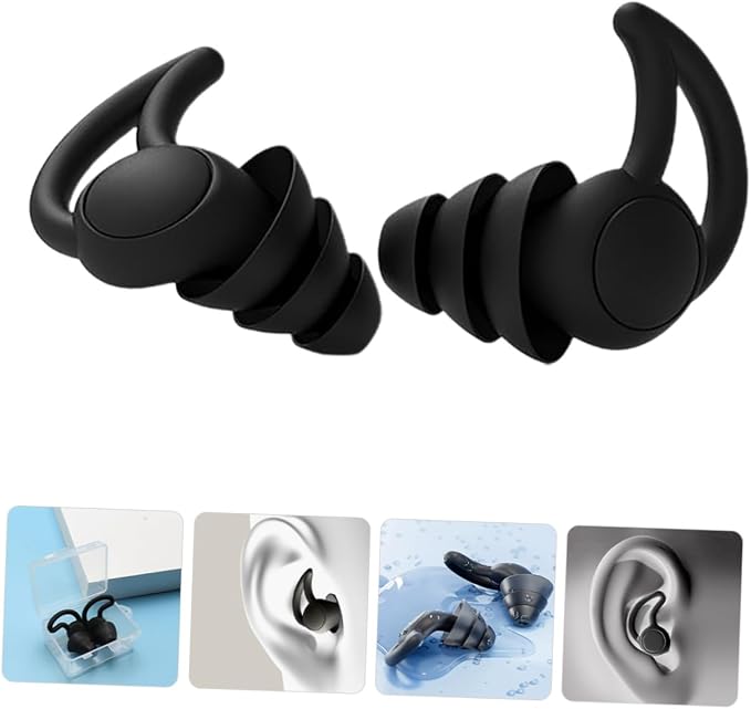 2pcs Noise Cancelling Silicone Comfortable Musician for Noise Reduction Black Reusable Ear Protection for Study and Rest