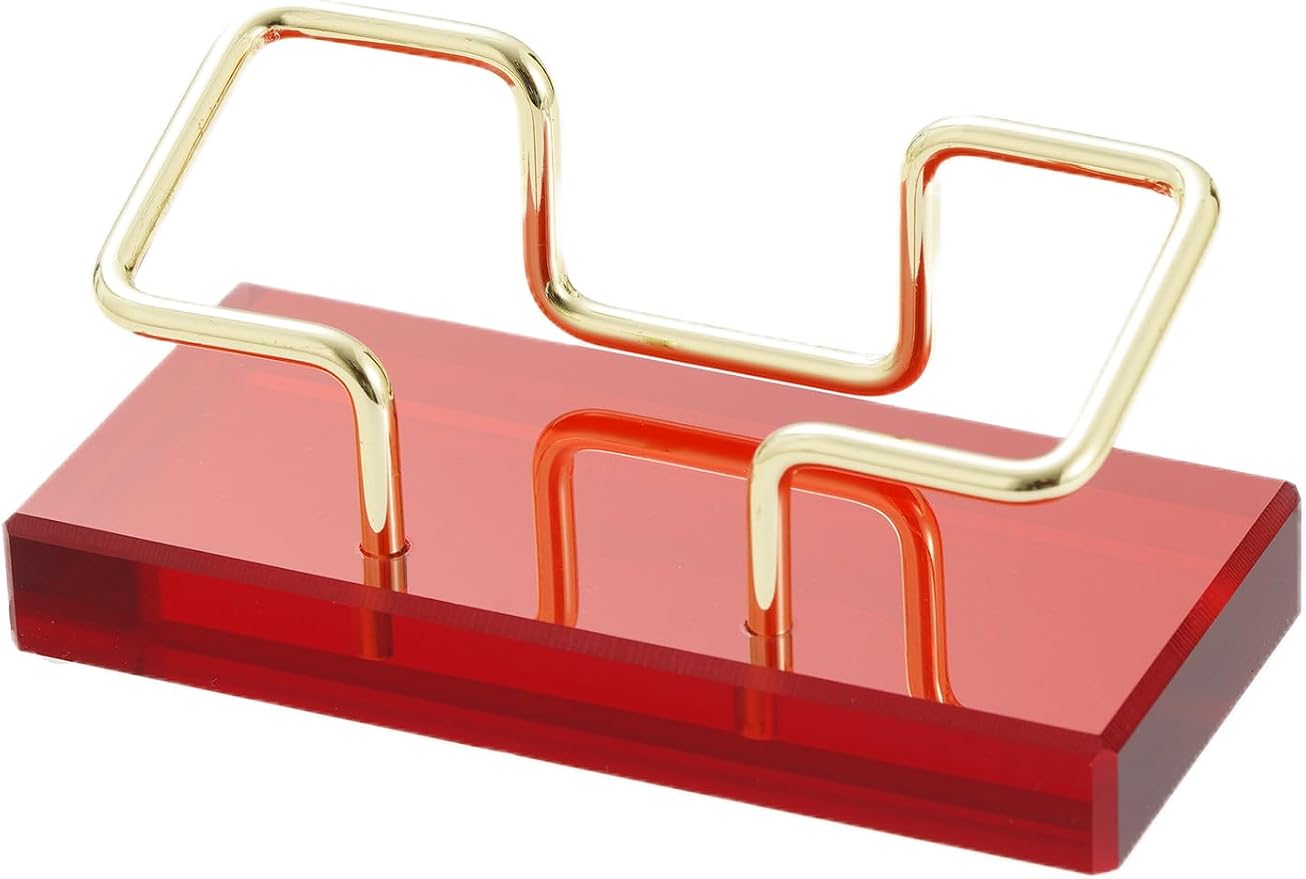 Business Card Holder for Desk, Modern Card Organizers and Office Desk Accessories for Men and Women (Red & Golden)