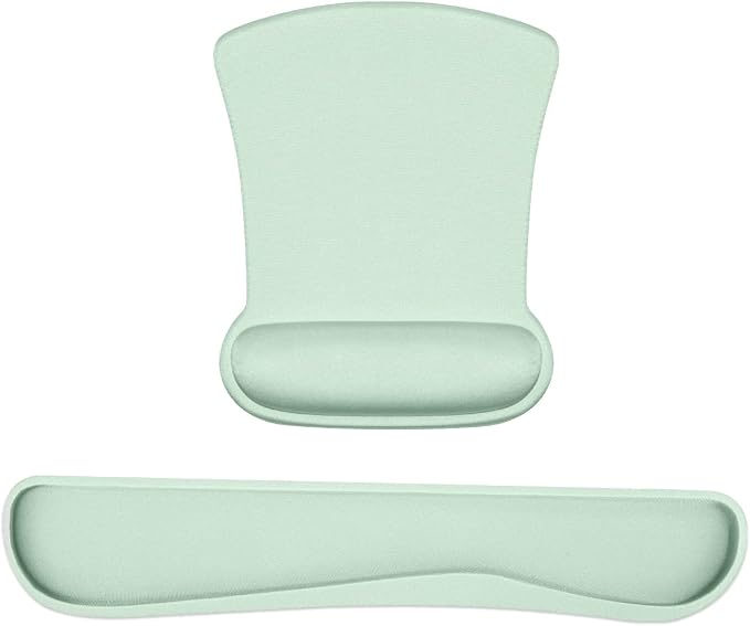Ergonomic Keyboard Wrist Rest Memory Foam and Soft Gel Mouse Pad | Smooth Surface, Anti-Slip Base, Easy Typing and Pain Relief for Gaming, Office, Laptop, Green