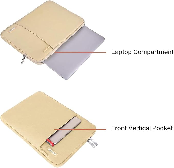 MOSISO Laptop Case 16 inch, 15-15.6 inch Laptop Sleeve Compatible with MacBook Pro 16 M5 M4 M3 M2 M1, HP Acer Dell Lenovo ASUS, Polyester Vertical Computer Sleeve Bag with Pocket, Camel