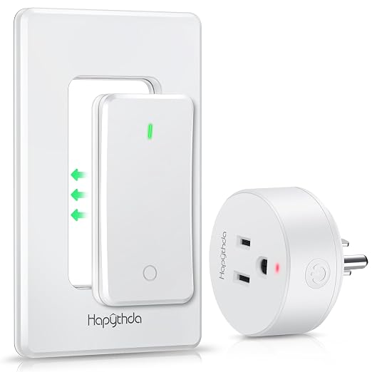 Remote Control Outlet Switch, Removable Buckle Design Wireless Light Switch, No Wiring No WiFi, 300ft RF Range 15A 1500W, Programmable DIY Pairing, for Household Appliances (White)