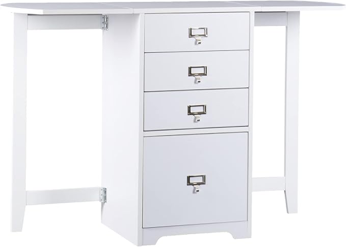 SEI Furniture Drop-Leaf Desk w/Storage, White