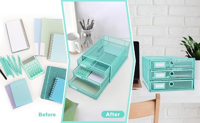 Exerz Paper Sorter 3 Drawer Wire Mesh A4 / Desk Multifunctional Desk Organiser/Multi-Layer Letter Tray - for Documents, Magazines, Notebooks and Letter | Desk Organiser Pull Out Trays Keep Files Letters Magazines Folders Notebooks Neatly Separated Easy...