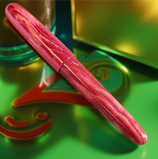 Luxury Stabilized Wood Fountain Pen – Handmade Natural Wood & Resin Barrel, Fine Nib Writing Pen with Converter – Executive Business Pen, Collectible Gift for Men & Women (Ruby Spell)