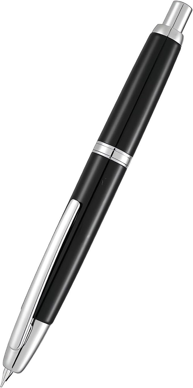 Jinhao 10 Retractable Fountain Pen, Bright Black F Writing Pen with Converter and Pen Box