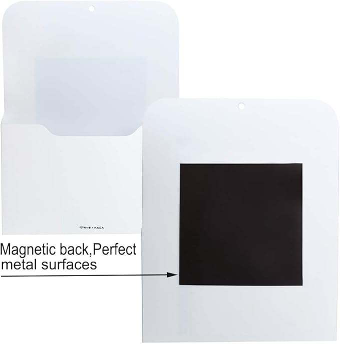 Marbrasse Magnetic File Holder - Magnetic Paper Holder, Pocket Organizer Office Supplies Storage Mail Organizer for Notebooks,Planners,Letter (1 Pack)