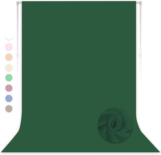 Dark Green Backdrop for Photoshoot, Professional Photo Backdrop Background Curtain for Product Photography, Portraits, Wedding, Party, Live Streaming Video Recording 10X10 FT (Background Only)