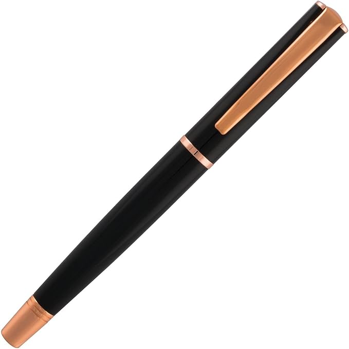 Monteverde USA Impressa Fountain Pen Black with 18 Karat Rose Gold Trim - Medium Point - JoWo German Nib