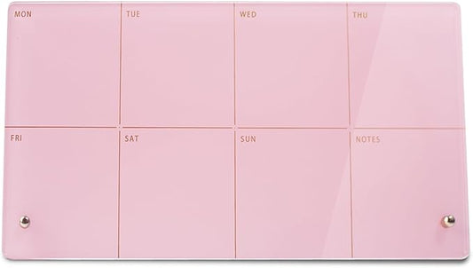 Desktop Acrylic Weekly Planner Whiteboard with Stand,12"X6"-Small,Dry Erase Weekly Planner for Desk,Acrylic Desk Calendar Dry Erase,Pink Dry Erase Board for Office Home School-ZMZL-P-1530