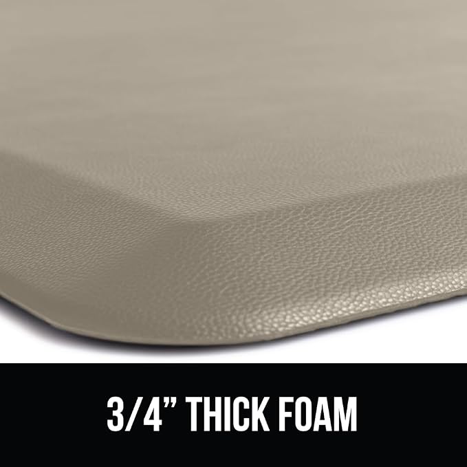 GORILLA GRIP Comfortable Cushioned Kitchen Mats for Floor, Waterproof and Stain Resistant Soft Top, 3/4 Inch Thick Ergonomic Standing Desk Anti Fatigue Mat, Foam Supports Ankles, Feet, 20x32, Toffee