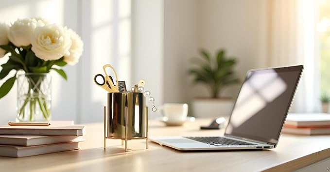 Gold Pen Holder Pen cup & Pen Holders Desk Accessores