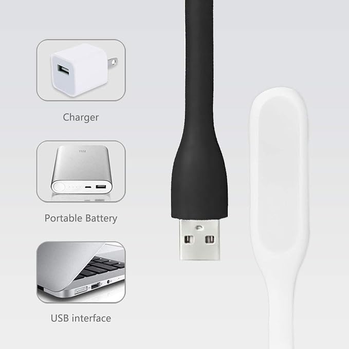 USB LED Light Lamp for Power Bank, Portable Eye Care Mini Night Light with Flexible Arm, USB Gooseneck Reading Lamps Book Light,Compatible for Desktop, Notebook Laptop (10-Red)