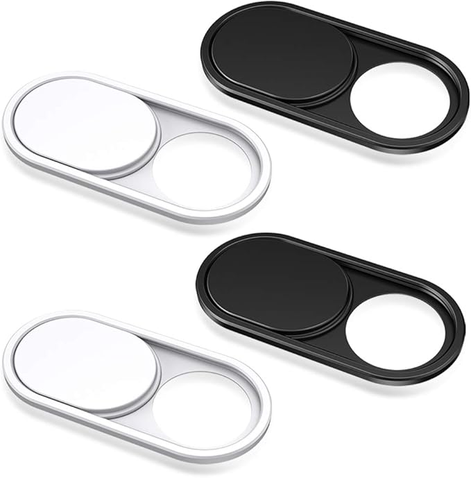 CloudValley Webcam Cover Slide, 0.023in Camera Cover Fit for Laptops, iMac, iPad, PC/Computer, Tablets, Ultra-Thin Web Blocker Protecting Your Privacy [2 Black+2 White]