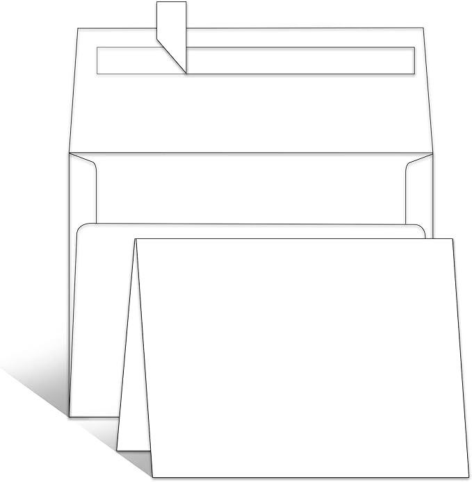Goefun Blank White Cards and Envelopes 100 Pack, Printable 5.5 x 4.125 Folded Cardstock and A2 Envelopes Self Seal for Invitations, Wedding, DIY Greeting Cards, Birthday & All Occasion