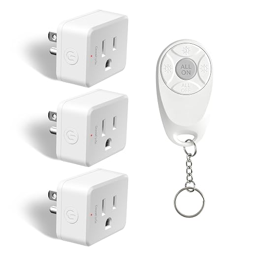 Greencycle Remote Control Outlet,Wireless Light Switch and 3 Outlet Plugs,Remote Outlets Switch,No Wiring Needed,500ft Range Coverage,15A/1500W for Lamps,Fans,TV,FCC Certified, White