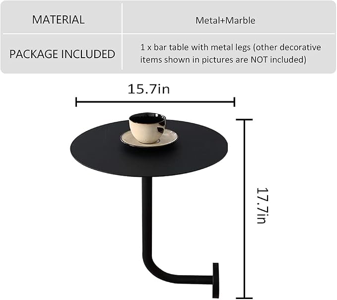 Round Pub Table Black Bar Wall Mounted Cocktail Table Bistro Mid-Century Modern Dining Table Small Wall Desk with Metal Leg for Cafe Office Home Kitchen Black