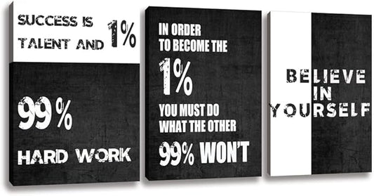 Motivational Canvas Wall Art Entrepreneur Office Wall Decor Inspirational Poster Print Black Canvas Wall Painting Picture Hustle Home Decoration Framed Artwork Ready to Hang 20inch x28inch x3pieces