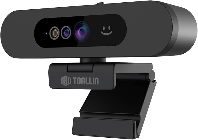 TOALLIN 1080P Webcam for Windows Hello Face Login, IR Facial Recognition, Windows Hello Compatible Webcam with Microphone, Computer Camera, Wide Angle View USB Web Camera with Privacy Cover