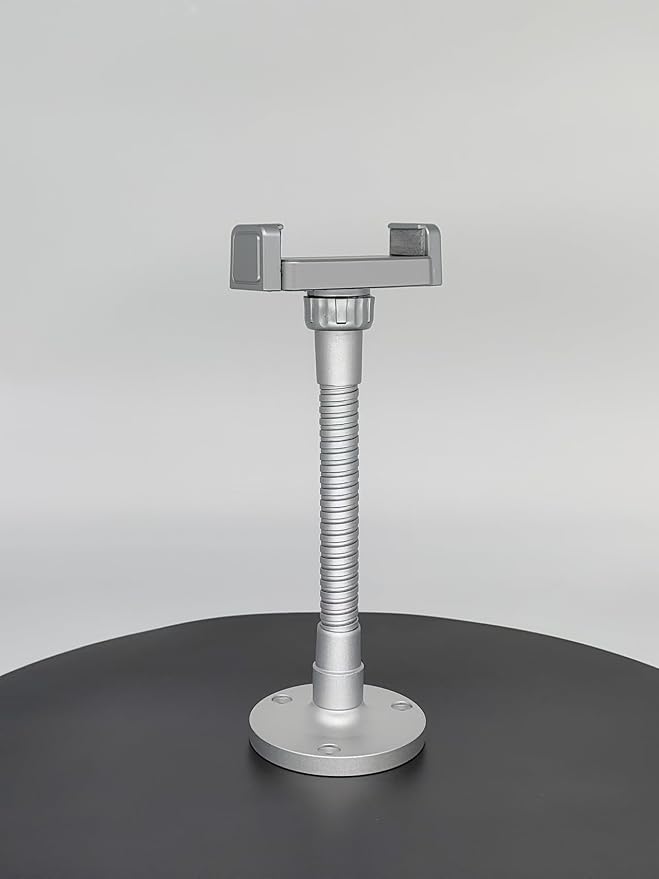 Podium Microphone Stand Holder Wall Mount with Flexible Gooseneck Arm 6inch,Thread Desktop Mount Insert, Multi-function DIY Holding Mic,Phone, Make-up Mirror,5/8male&Female5/8 in Silver.