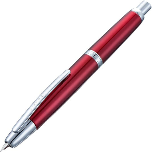 Jinhao 10 Press Fountain Pen with Box, Rose Red Retractable Fine Nib with Ink Converter Set (Silver Clip)