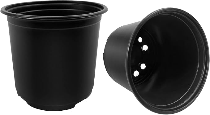 RAOOKIF 100 Pack Nursery Pots, 6 Inch Plastic Plant Pots with Drainage Holes, Black Garden Flower Pots for Transplanting, Succulents, Cuttings, Seedlings (6inch,100pcs)