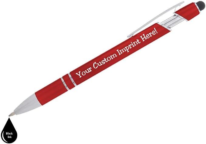 Express Pencils - The Legacy - Custom Metallic Printed Name Pens with Black Ink - Imprinted with Logo or Message - Great Gift Ideas - FREE PERSONALIZATION 12 pcs/pack (Red)