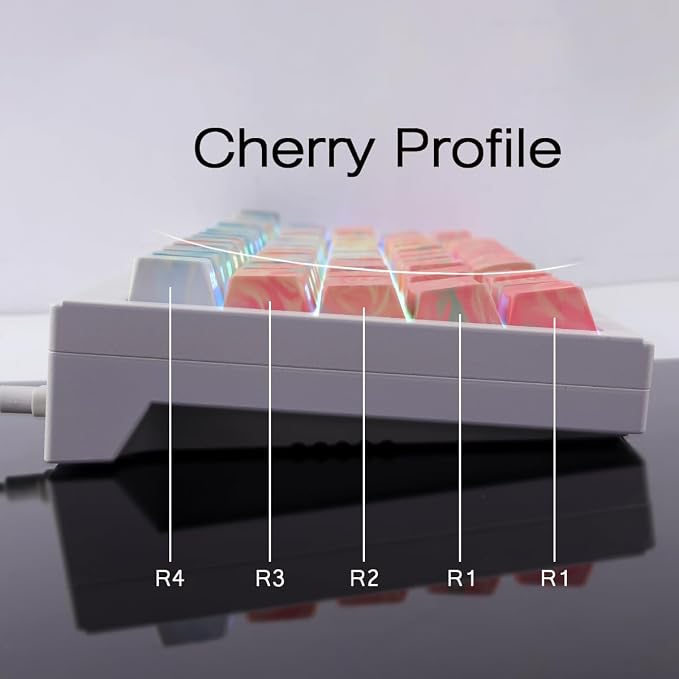 Tsungup Rose Pastel Keycaps,Side Print Custom Keyboard Keycap Set | Cherry Profile，135 Keys，Shine Through，PBT Keycaps for 60%65%75%100% Cherry Gateron MX Switches Mechanical Keyboard