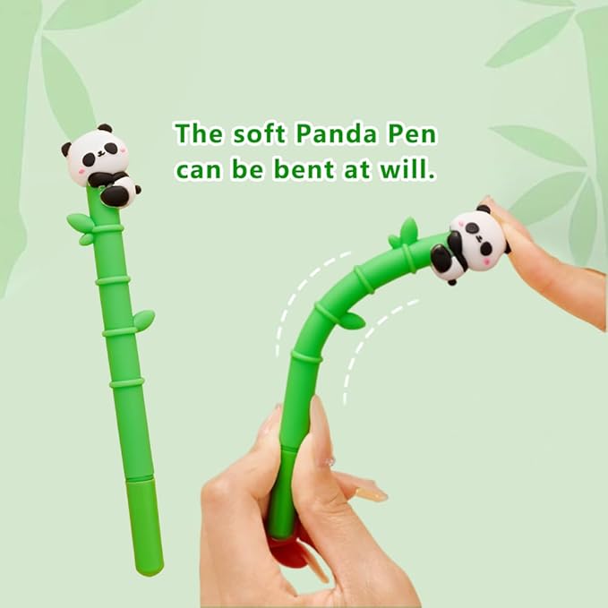 HOMEBEARJ 12 PCs Adorable Panda Pens - Eco-Friendly Panda Bamboo Gel Pens, 0.5mm Smooth Black Gel Ink Pens with Cute Panda Design, Gift Sets for Students, Classroom, Office, Teachers & Panda Lovers