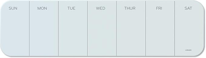 U Brands Cubicle Glass Dry Erase Board, Undated One-Week, 20 x 5.5, White Surface