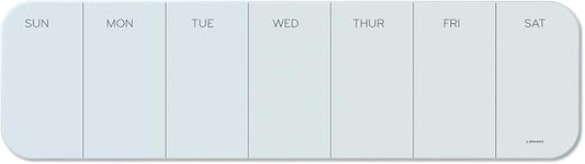 U Brands Cubicle Glass Dry Erase Board, Undated One-Week, 20 x 5.5, White Surface