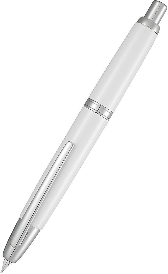 Jinhao 10 Retractable Fountain Pen with Pen Case (Pearl White, Millimeters, 0.5mm, Fountain Pen)