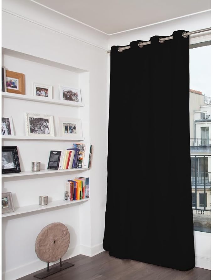 Moondream DecibelControl™ 3-in-1 Soundproof Curtain | Noise Reduction | Thermal Insulation | 100% Blackout | Patented Technology | Made in Europe | Grommet | 55" W x 84" L | Black - Deep Black MC710