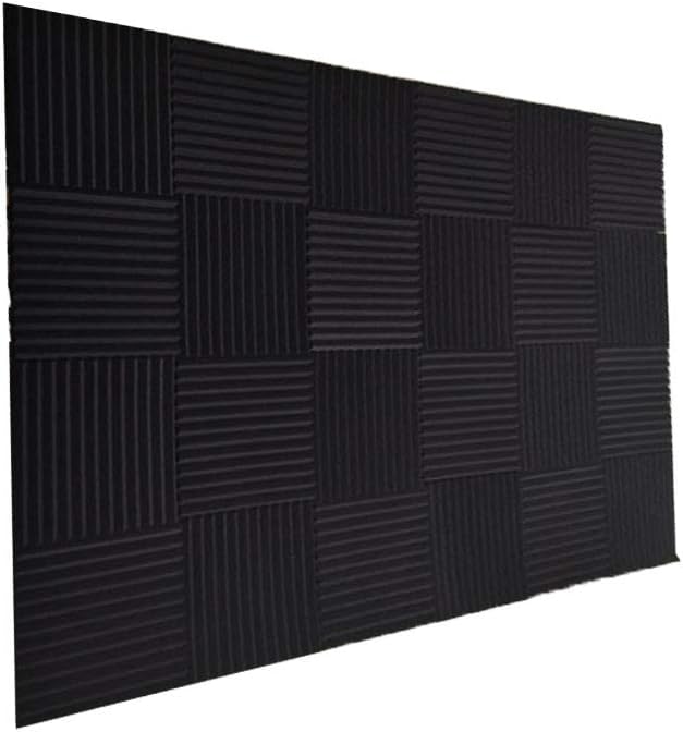 Burdurry 24 Pack Acoustic Panels Soundproof Studio Foam for Walls Sound Absorbing Panels Sound Insulation Panels Wedge for Home Studio Ceiling, 1" X 12" X 12" (Black)