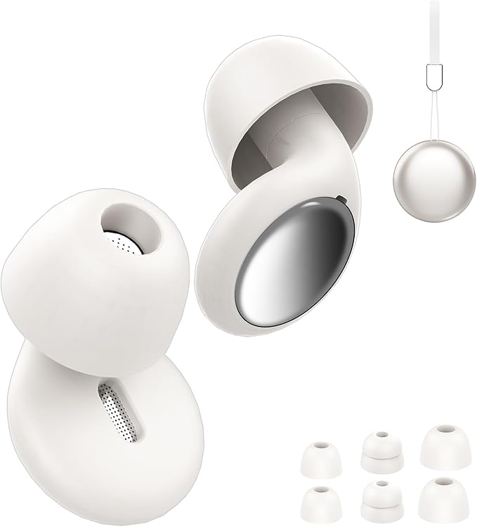 Ear Plugs, 35dB Silicone Earplugs with 4 Eartips and Carrying Case, Reusable Noise-Reducing Earplugs for Sleep, Everyday Noise Relief with Clear Speech for Sleep, Work, Study, Focus, White