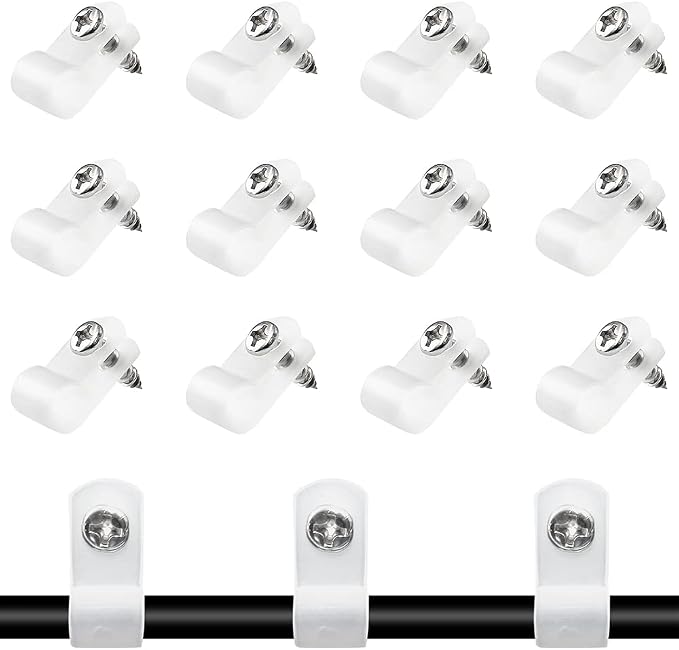 1/2 Inch R-Type Clip Clamp, 50 Pcs | Nylon P-Type Mounting Clips, Cable Clip Wire Clamp, Wire Management, Stainless Steel Screws Included