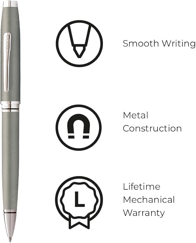Cross Distinguished Classic II Silhouette coventry Gunmetal Gray and Extremely Polished Appointments Ballpoint Pen. All the Charm of a Classic Style Cross Ballpoint Pen.