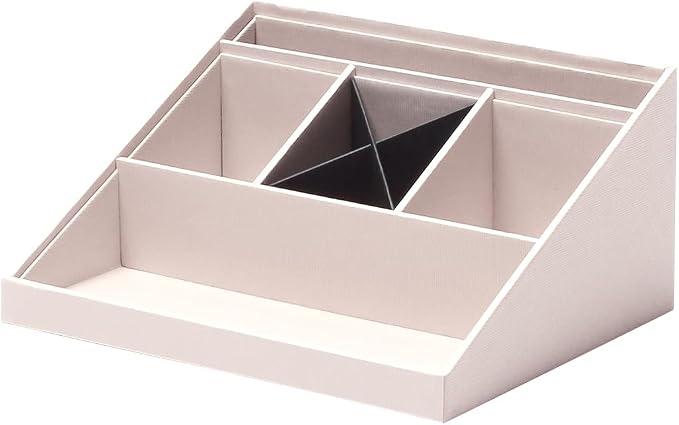 Rössler SOHO desk organiser | Multifunctional desk accessory with 6 compartments | Ideal as an office organiser, pen holder or filing system | Space-saving & hand-glued | Colour: Powder Rose