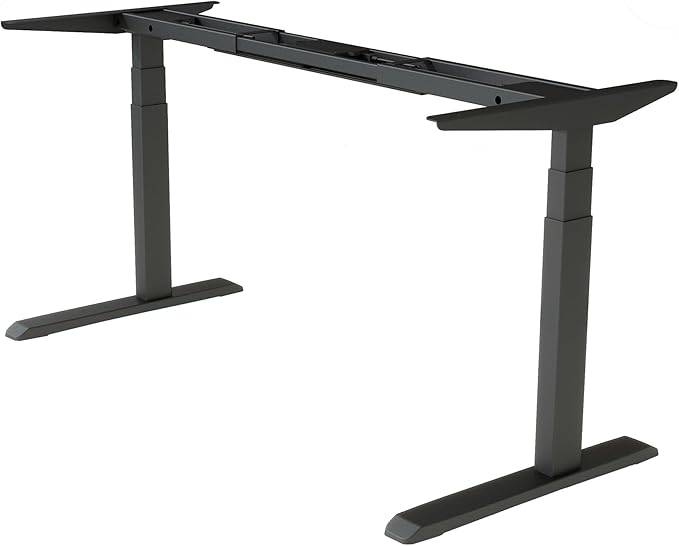 Fromann Dual Motor Standing Desk Frame 3 Stage Legs Electric Heavy Duty Sit Stand up Height Adjustable Desk Base for Home and Office (Black)