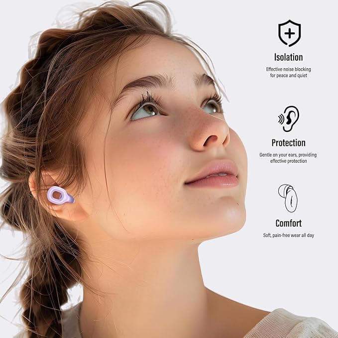 Ear Plugs for Sleeping, 35dB Noise Reduction Hearing Protection EarPlugs, Reusable Silicone Earplug, 7 Pair Eartips in XS/S/M/L Replaceable Single/Double Ear Plug for Sleep, Study, Work, Events