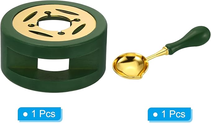 PATIKIL Seal Kit, Wax Seal Warmer With Melting Spoon, Retro Melt Stove Pot Furnace Tool for Sealing Beads Stamp Letter Envelope, Dark Green