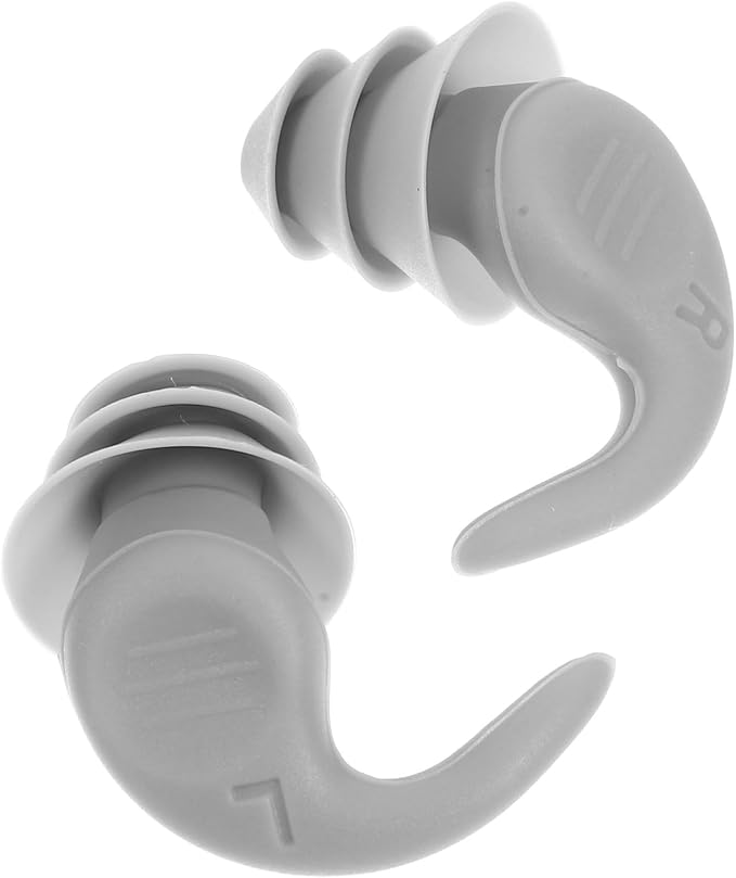 Noise Reduction Silicone Tips with Carrying Case, Reusable for Sleeping, Studying, Concerts, and Travel, Gray Pair (Left + Right)