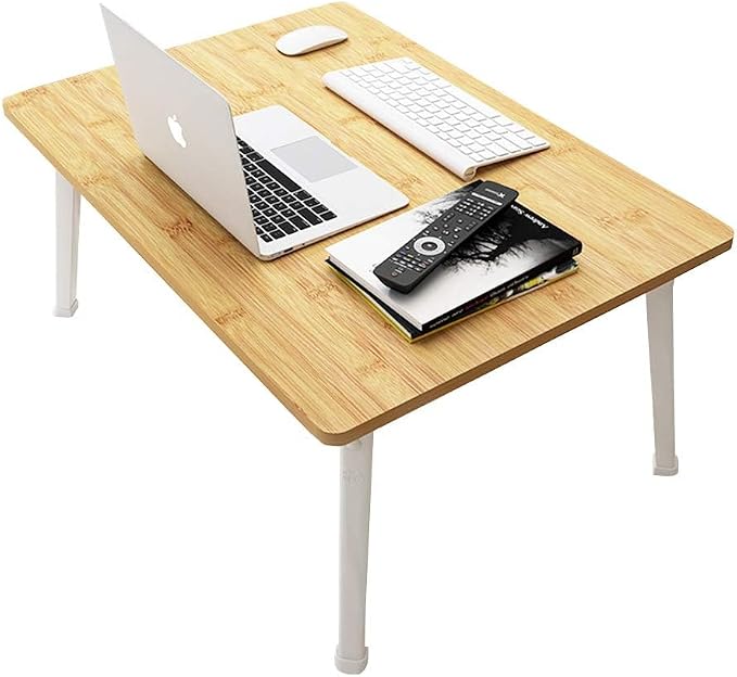 Foldable Laptop Desk for Bed, Bed Laptop Table, Foldable Portable Lap Bed Tray, 23.6 Inch Floor Table for Drawing Reading and Writing, Bamboo