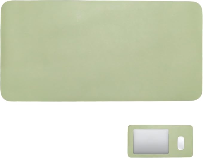 24" x 12" PU Leather Keyboard Mouse Pad Non-Slip Desk Protector Mat for Vanity Makeup Laptop, Green