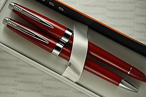 Cross Executive Companion Limited Edition Plasma Red Barrel and Extremely Polished Appointments, Cross Signature Mid-Ring Medium Nib Fountain Pen and Ballpoint Set