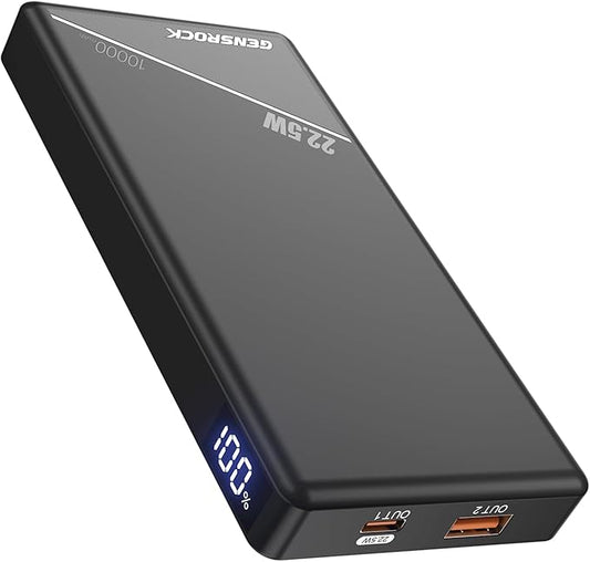 GENSROCK 5V 2A/3A Portable Charger Power Bank 10000mAh, PD 22.5W Fast Charging Power Bank,LED Display Battery Pack for iPhone17/16/15/14/13 Series, Samsung, Google, Pixel, LG, iPad